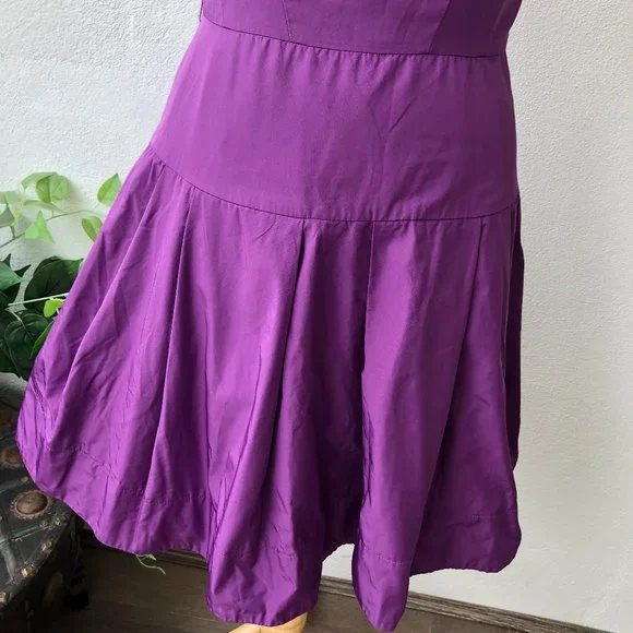 CUE Purple Sleeveless Pleated Fit n Flare Dress Size 8 New w Tags RRP $249 - Picture 4 of 12